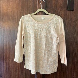 J.Crew Embroidered 3/4' Sleeve T-Shirt Size M